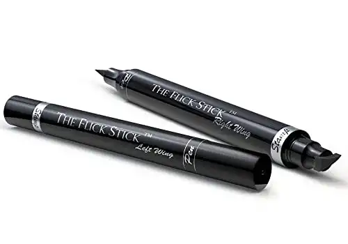 Winged Eyeliner Stamp – The Flick Stick by Lovoir, Easy Cat Eye Stencil Makeup Tool, SmudgeProof & Waterpoof Liquid Eye liner Pen, Vamp Style Wing, Wingliner (10mm Classic, Midnight Black)